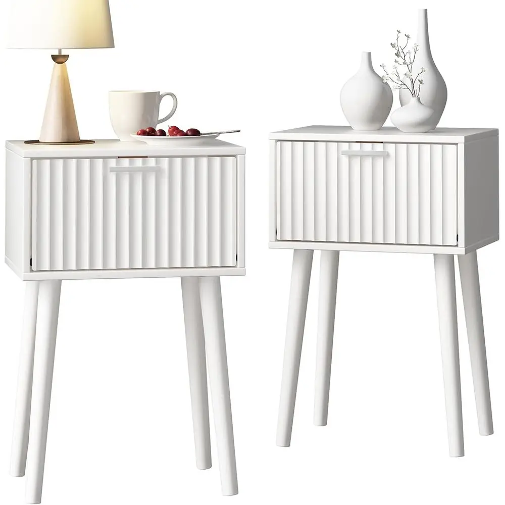 

Nightstands Set o 2, Small Side Table, Bede Table with luted Door, Solid Wood eet; ern -Century End Table or Bedroom, Small Spac