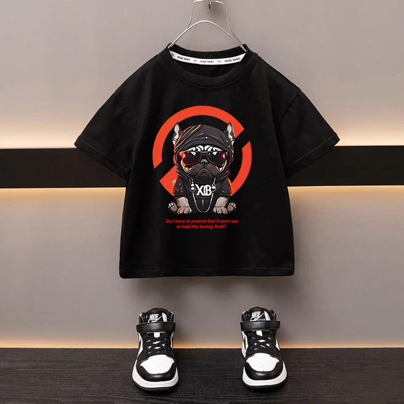 

Summer Boys Cotton T-shirt Cartoon Trendy Printed Girls Tees Short Sleeve Children Tops High Quality Casual Kids Clothes 2-12Y