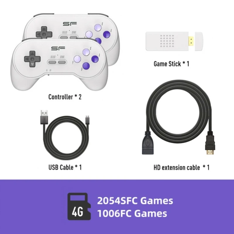 

573A Mini Game Console Y2SF Handheld Game Console Gaming Dual Wireless Gamepad For SFC SNES NES 900/3000+Gaming 4k Game Stick