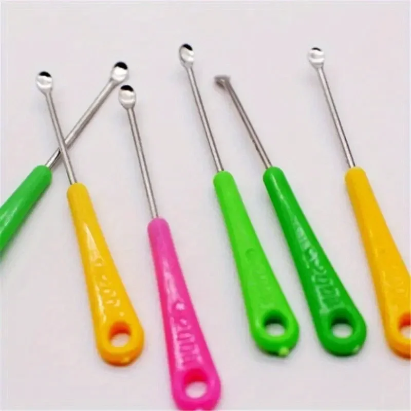 12Pcs Colorful Ear Care Spoon Plastic Handle Iron Metal Ear Spoon Simple Stainless Steel Ear Spoon Promotion