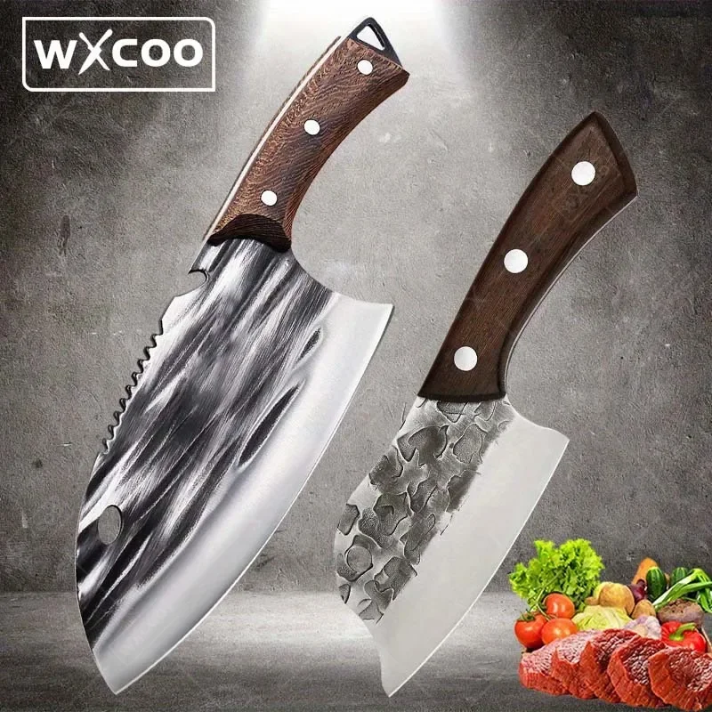 

2PCS Kitchen Knife Stainless Steel Chef Knife Meat Cleaver Butcher Knife Handmade Forged Knife Kitchen Vegetable Knife