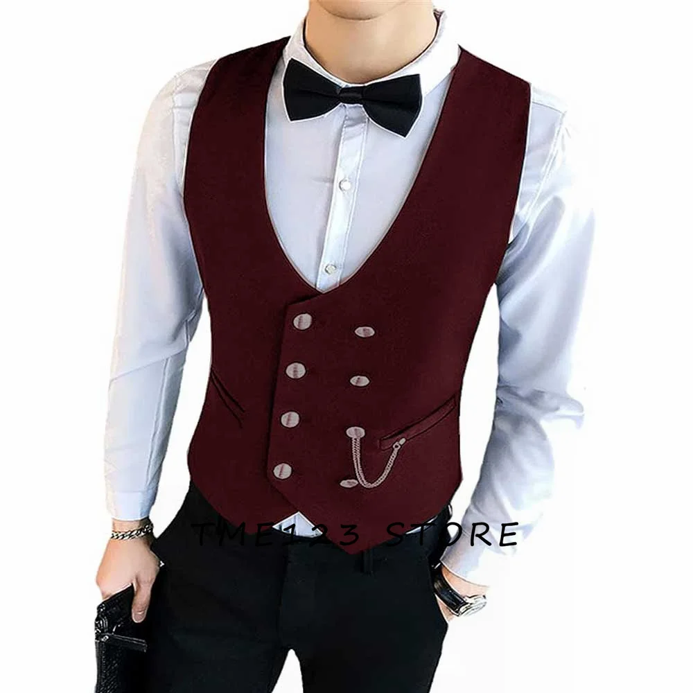 Heren Serge Casual Effen Kleur Double Breasted Vest Vesten Voor Vrouwen Gothic Chaleco Formele Man Ambo Pak Man Man Wang Steampunk Heren