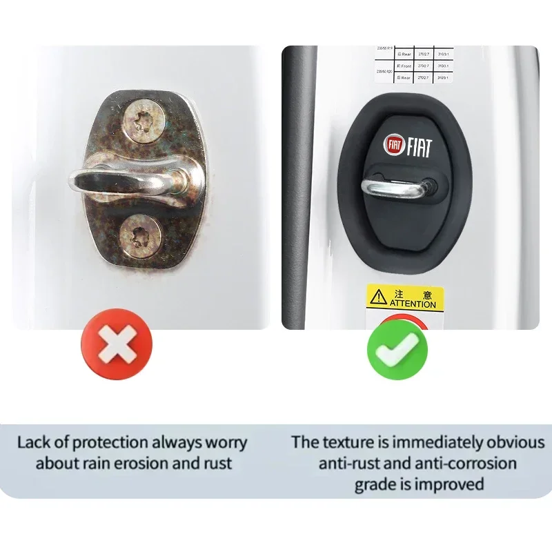2/4 قطعة سيليكون قفل باب السيارة مشبك مزلاج باب السيارة كتم التخميد وسادة لشركة فيات 500 أبارث دوكاتو الباندا غراندي بونتو تيو 500L #4