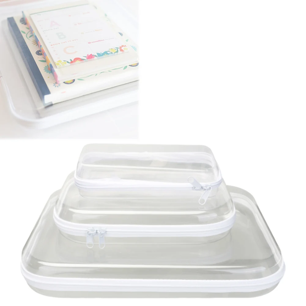 

Hard Clear Zipper Case Portable Item Storage Travel Organizer Box Zippered Hard Pouch for Toys Building Blocks Puzzles Cosmetics