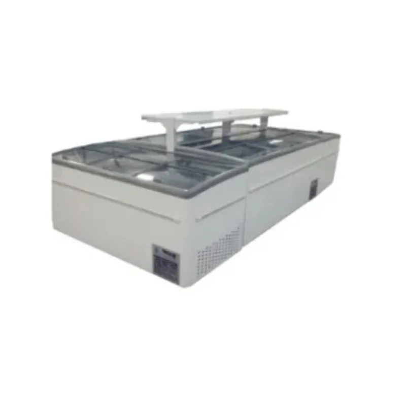 جزيرة عرض معدات التبريد الجمع بين جزيرة الفريزر الزجاج المحمولة ضاغط خارجي انزلاق الباب المرآب أبواب مزدوجة