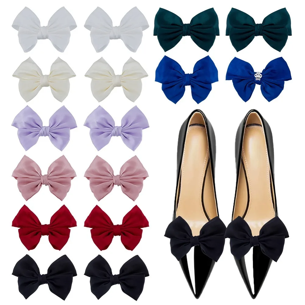 

16Pcs 8 Colors Bowknot Chiffon Shoe Buckle Clips Detachable Wreath Shoe Decoration Mixed Color 25~80x125mm 2pcs/color