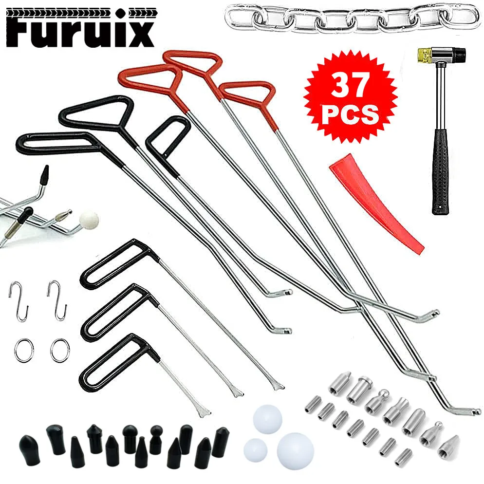 

FURUIX New Car Dent Repair Hooks Stainless Steel Push Rods, Auto Dent Removal Crowbar