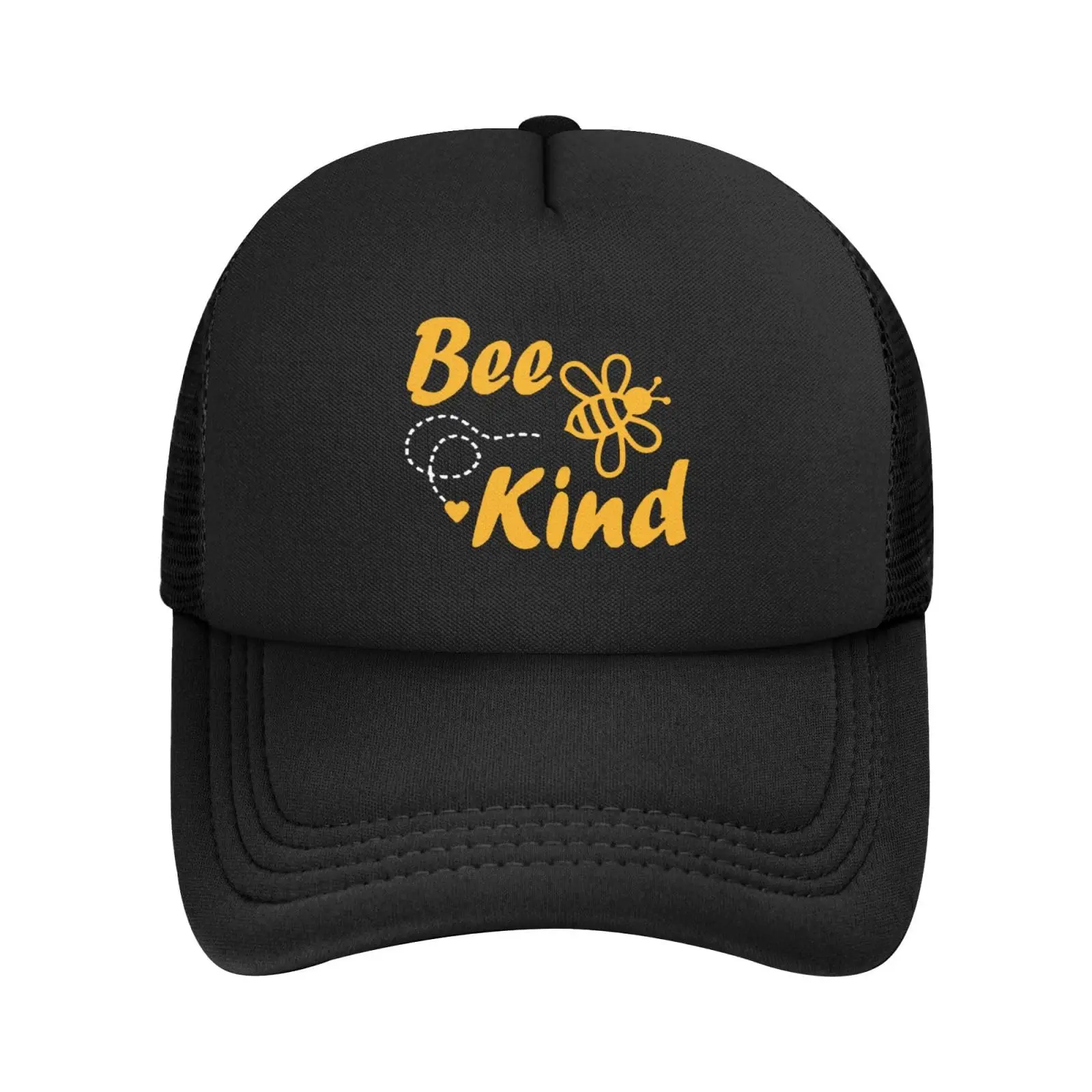 Bee Kind-Sombrero de camionero para hombre o mujer, gorra Snapback de béisbol de malla para exteriores, color negro