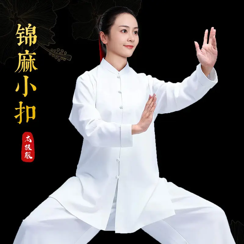 Martial arts tai ji suit women's   cotton and linen exercise clothing men's spring/summer eight-piece brocade suit.
