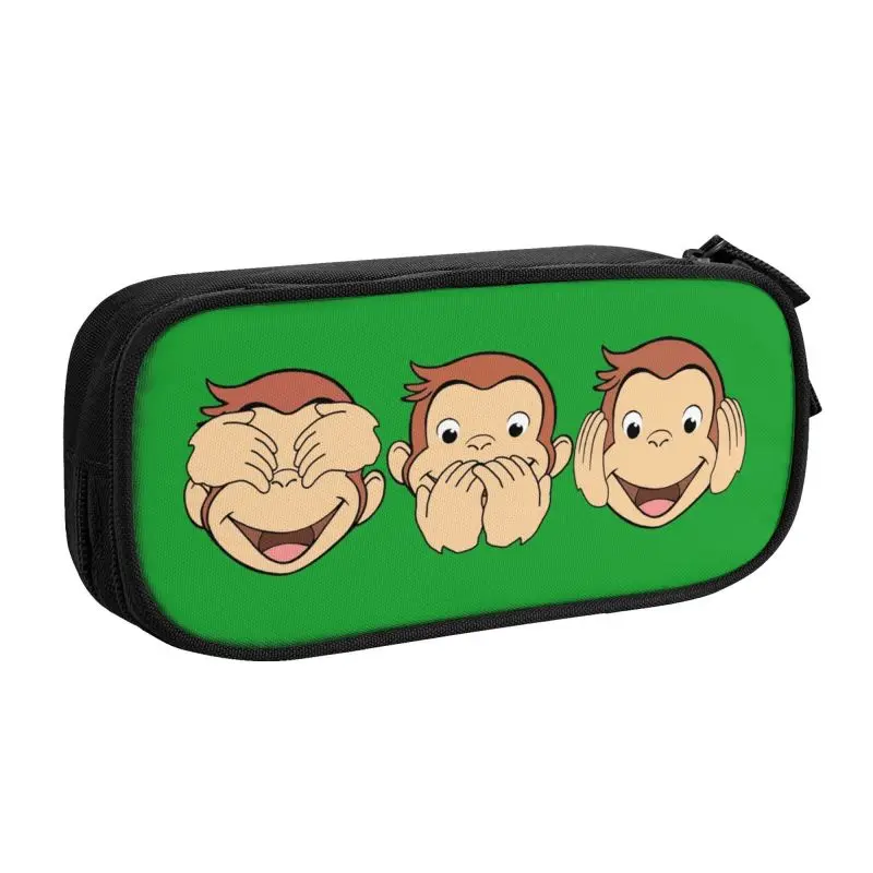 Custom Curious George Cute Pencil Cases Boys Gilrs Large Capacity Monkey Anime Pencil Pouch School Accessories