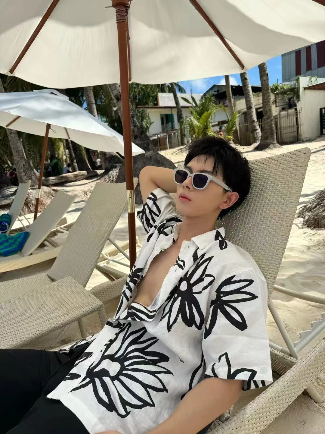 

Summer Floral Shirt Short Sleeve Cuban Collar Beach Vacation Men's Clothing Trendy Island Travel Wear Casual Loose Fit Youthful