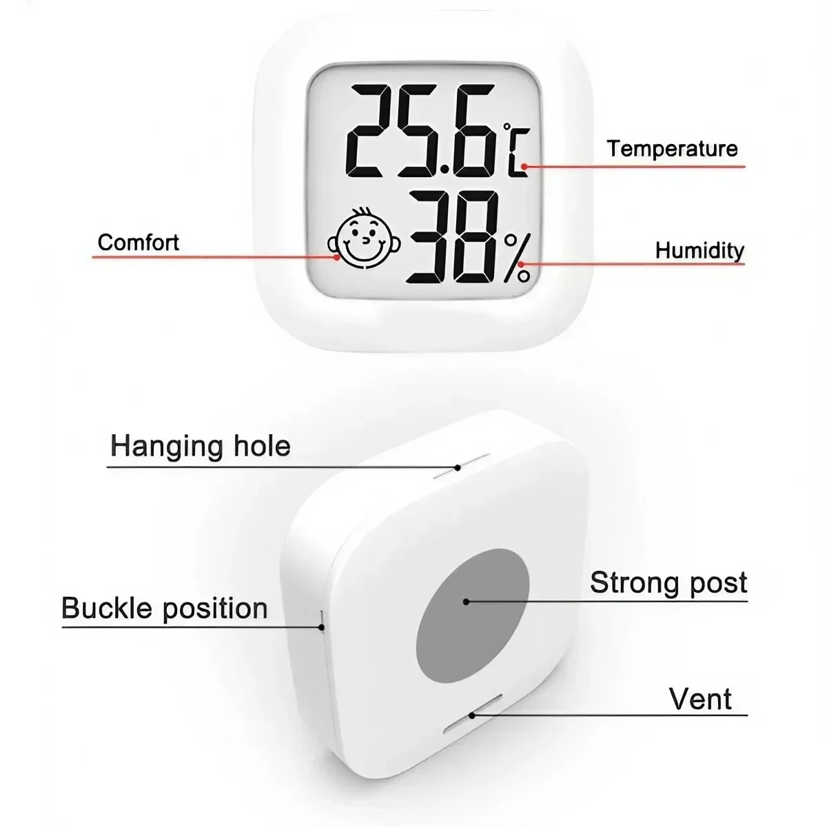 Mini Digital LCD Thermometer and Hygrometer - Indoor High Accuracy Temperature Sensor and Home Hygrometer