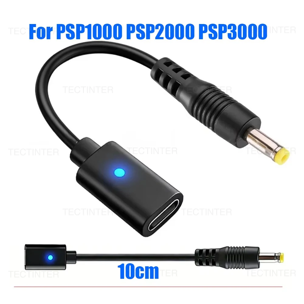USB-C-Kabel für PSP1000 2000 3000 Konsole Ladeadapter Typ C LED-Konverter für PSP 3000 Spielkonsole Stromkabel