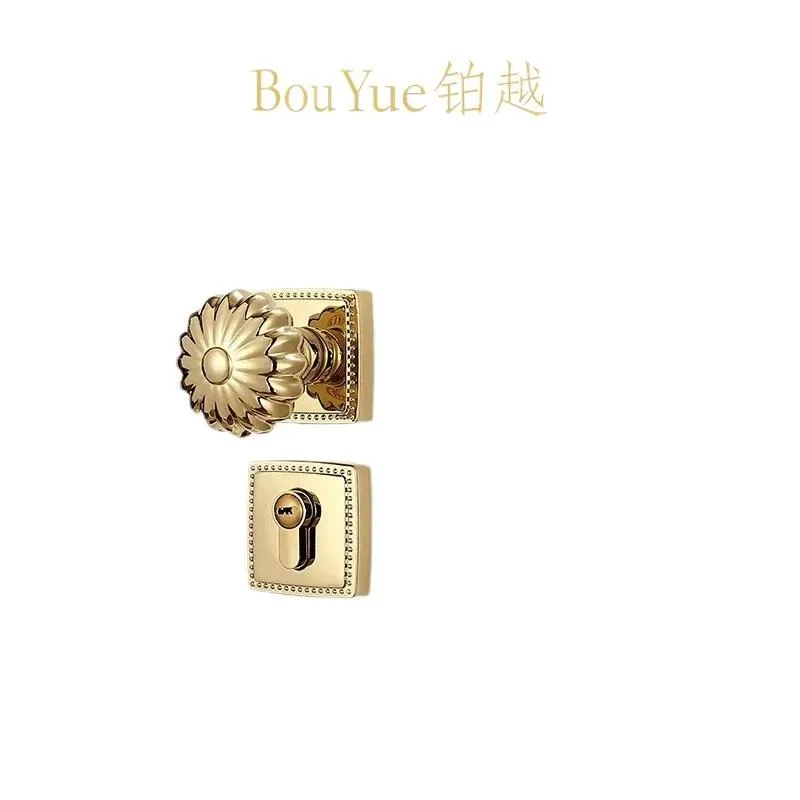 American Gold Pumpkin Spherical Door Knob Lock Silent Indoor Bedroom Bathroom Room Handle Latch Quiet Privacy Passage