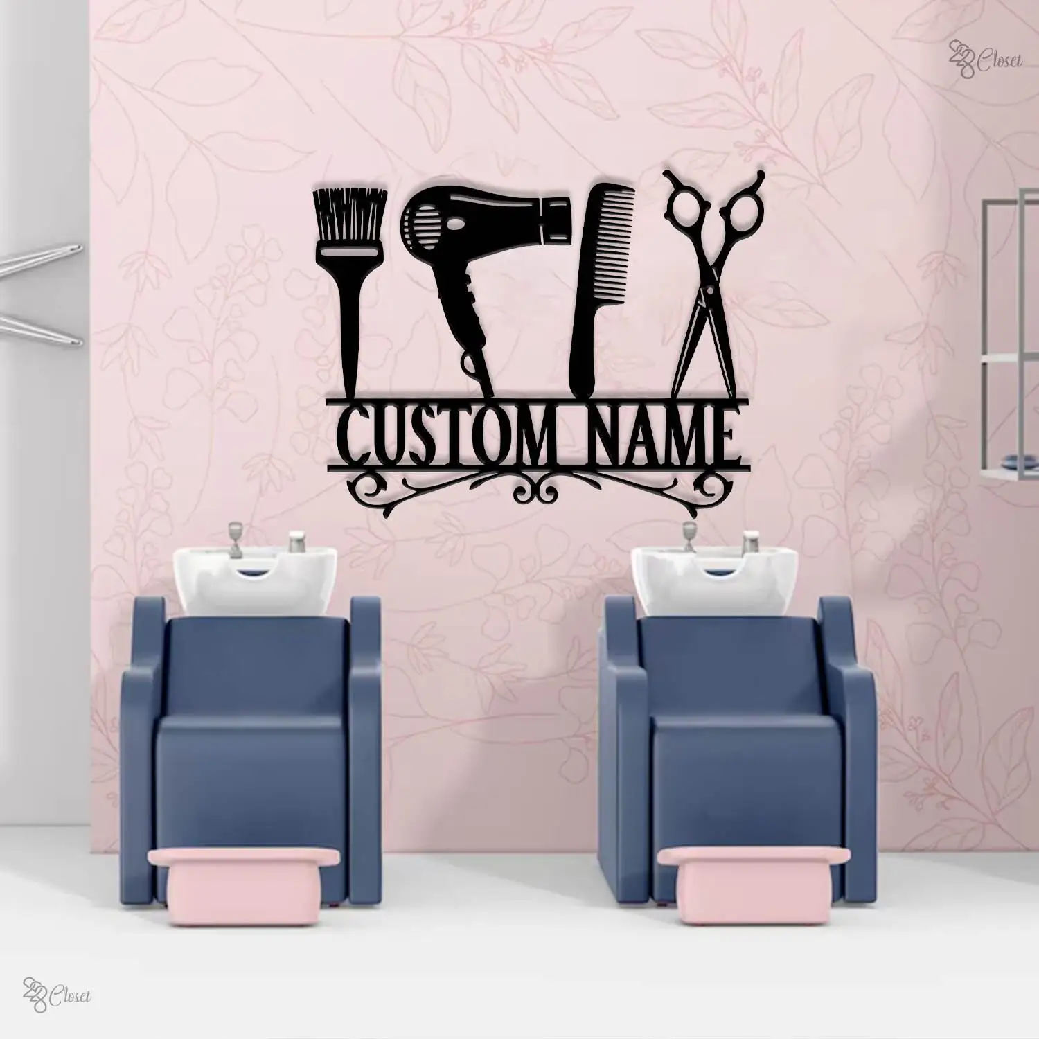 Custom Hair Salon Sign Personalized Hairdresser SignHair Salon Metal Wall ArtGift for Hair Stylist Hair Tool Sign Gift for Home
