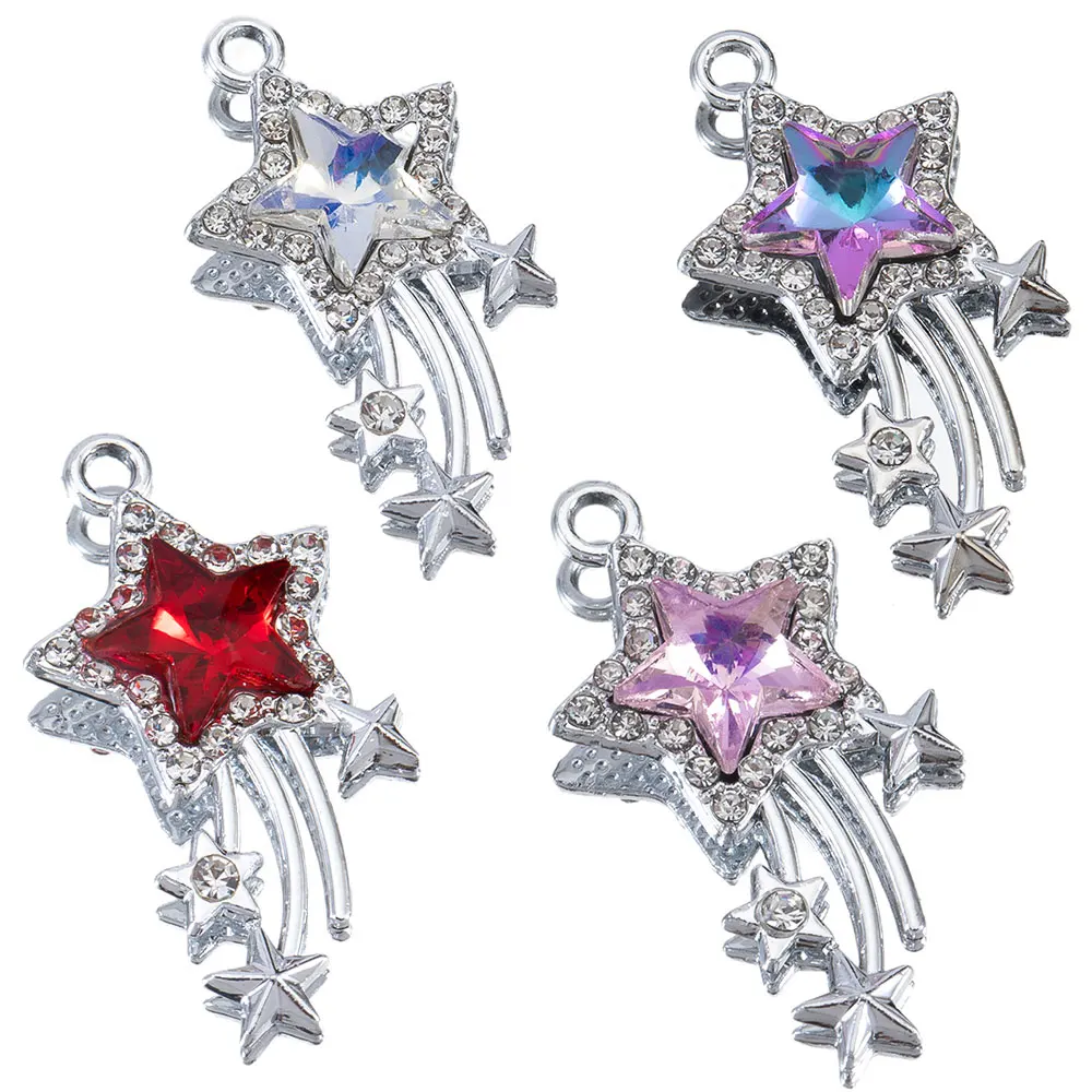 

5PCS 16x31mm Y2K Shiny Star Charm Pendants Alloy Zirconium Pentagram Pendants for Jewelry Making DIY Earrings Necklace Bracelet