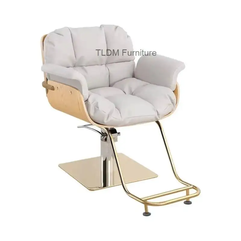 

Роскошные парикмахерские кресла в скандинавском стиле, мебель для салонов красоты, модные легкие кресла, простые поворотные подъемные кресла для салонов красоты