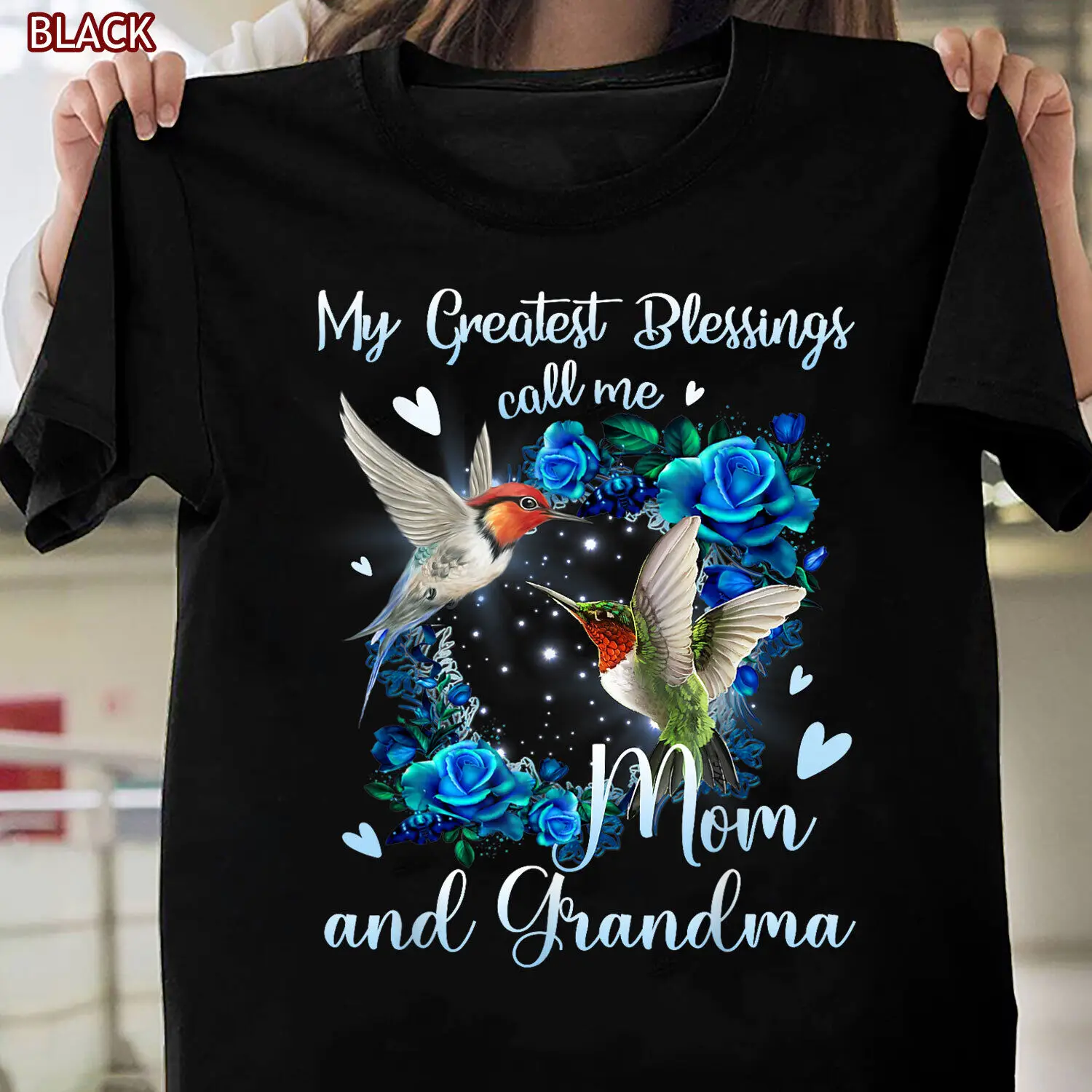 My Greatest Blessing Call Me Mom And Grandma Hummingbird T-Shirt for Womens Men