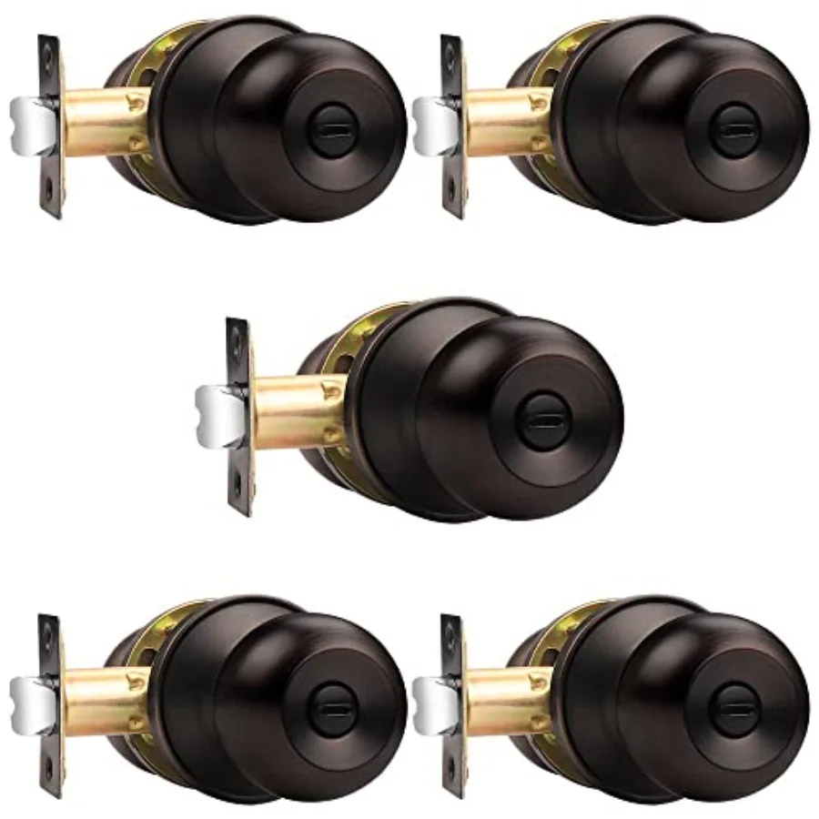 

Round Privacy Door Knobs Bedroom Bathroom Locksets, Interior Keyless Bath Door Knobs