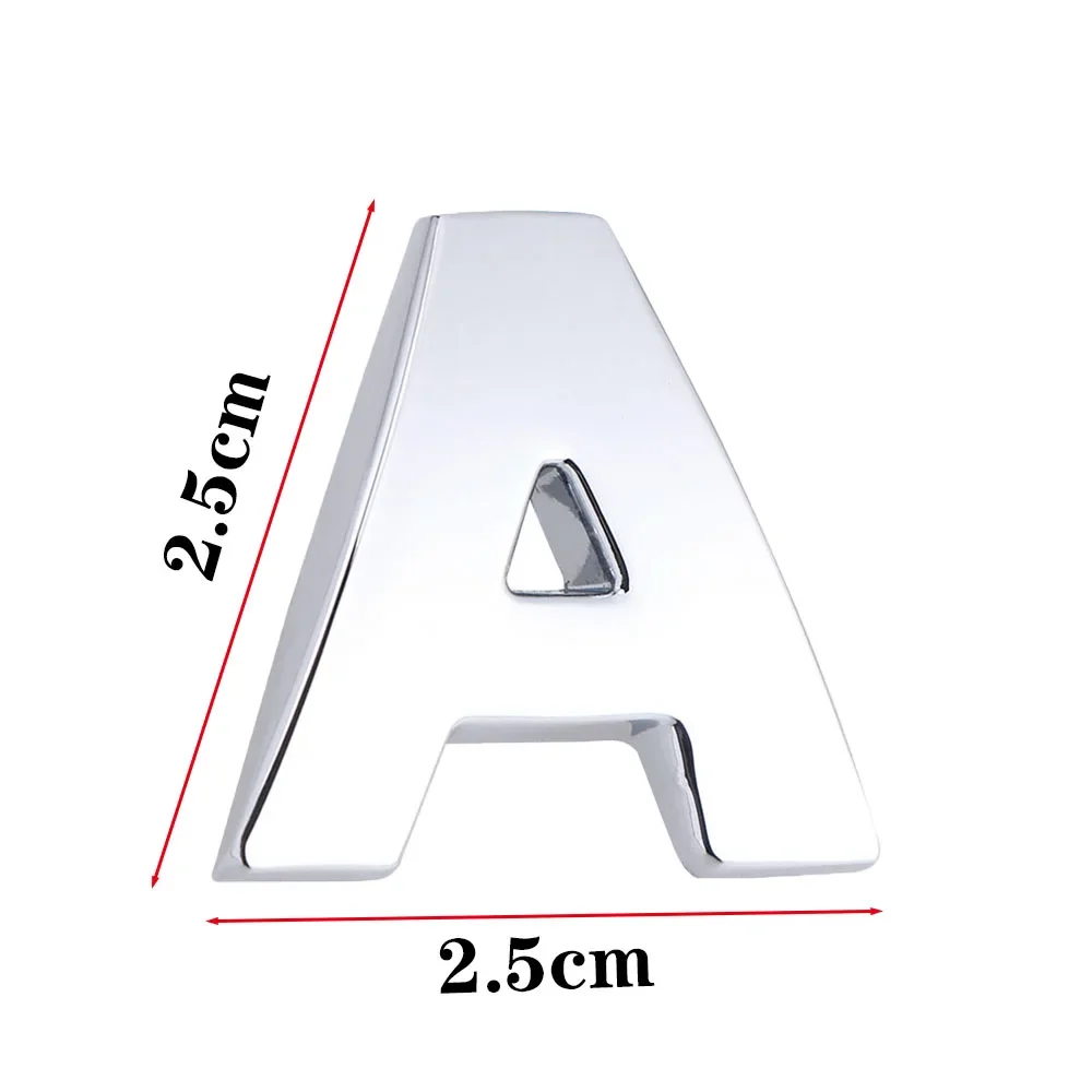 (A-Z,0-9) 25mm adesivos de carro 3d diy alfabeto metálico adesivo emblema carta de prata emblema decoração para carros auto logotipo estilo