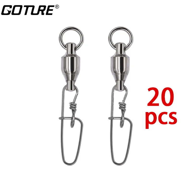 

Goture 20PCS Fishing Connector 3# 4# 5# Barrel Swivels Snap Rolling Swivel For Fishhook Link Fishing Lure Tackle Accessories