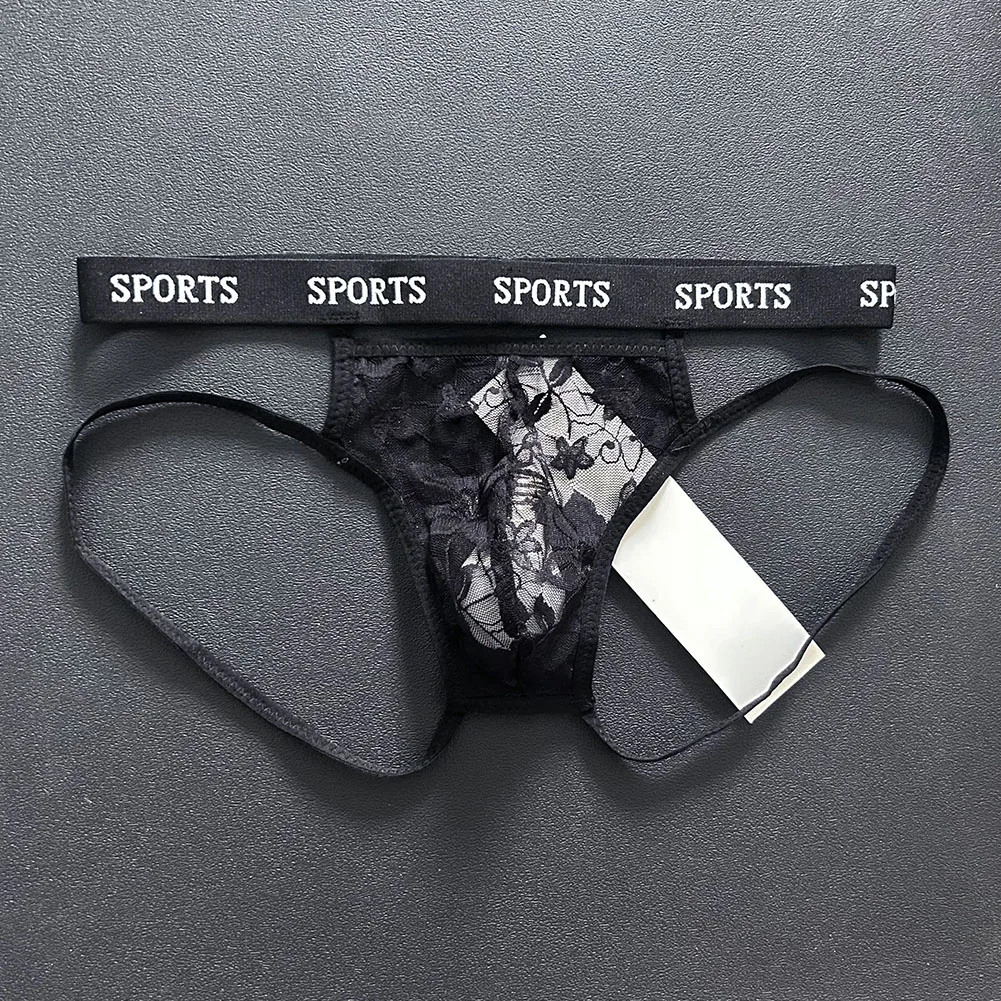Men Lace Sheer G-strings Temptation Gay Buttock Lift Underwear Erotic Lingerie Sissy Panties Breathable Male Lingerie Low Rise
