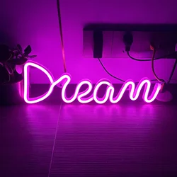 LED Dream Shape Neon Sign, Alimentado por USB e bateria, Lâmpada para parede, Decoração da sala, Luz de néon para casamento, Holiday Supply