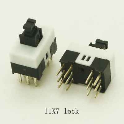 10Pcs/Lot 11MM*7MM Self-locking Power Push Button Switch Micro Switch 12Pin DIP Latching Button