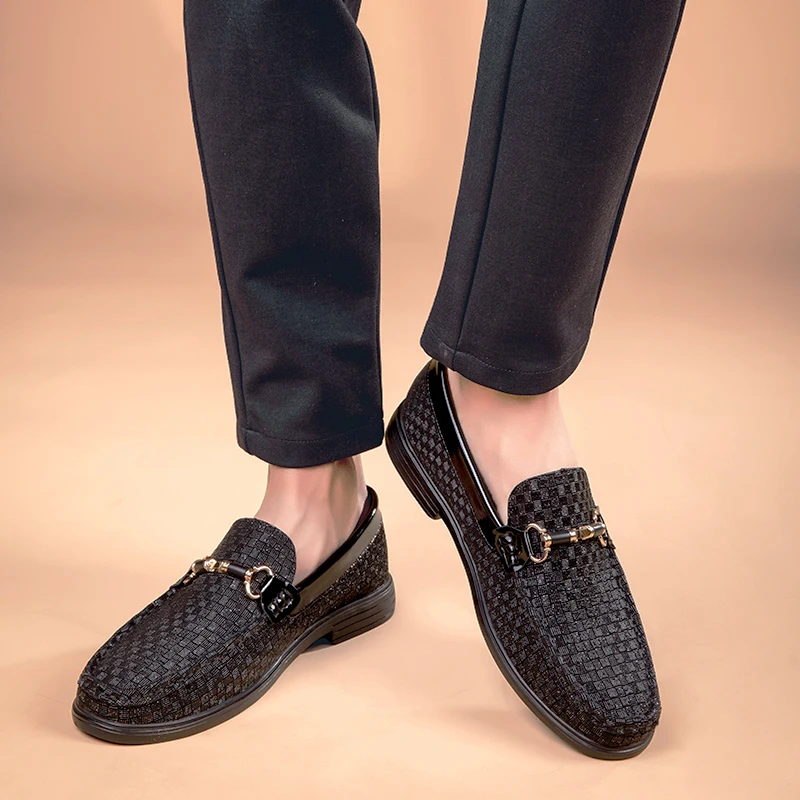 Loafers Men Business Leather Elevator Shoes Man Height Increase Insole 4.5CM Black British Lift