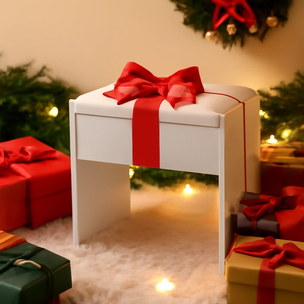 

Minimalist White Vanity Stool with Soft Cushion