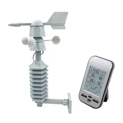 Wireless Digital Anemometer Weather Station Clock Professional Out Wind Speed Direction Chill Temperature Humidity Meter Sensor