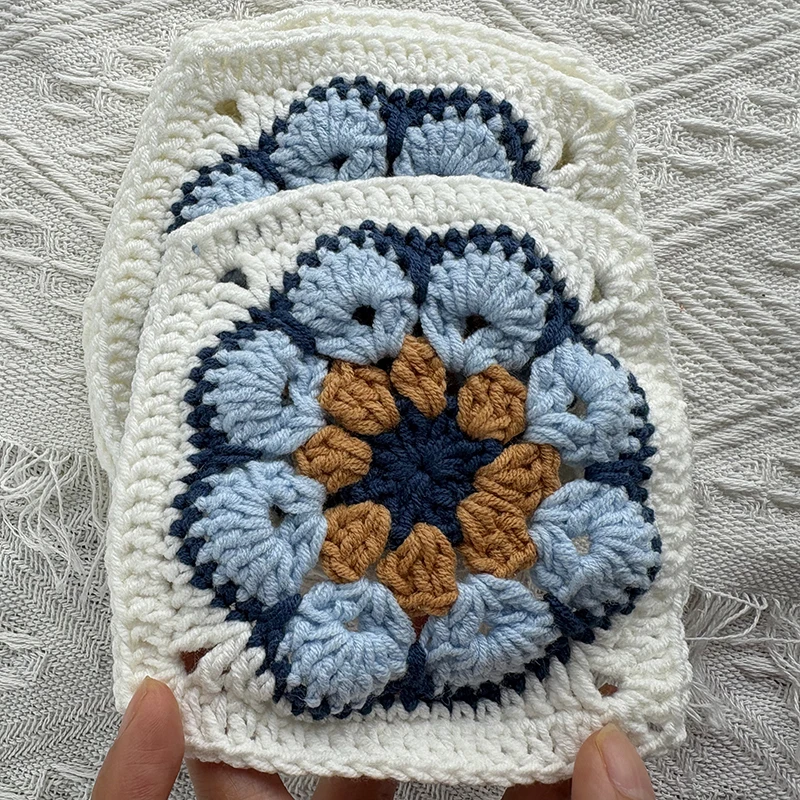 اليدوية الأزرق الجدة ساحة 12 سنتيمتر الكروشيه عزر التصحيح ل بطانية Craft بها بنفسك الحرفية الخياطة الحياكة غزل القطن بوهو الديكور (1 قطعة/الوحدة