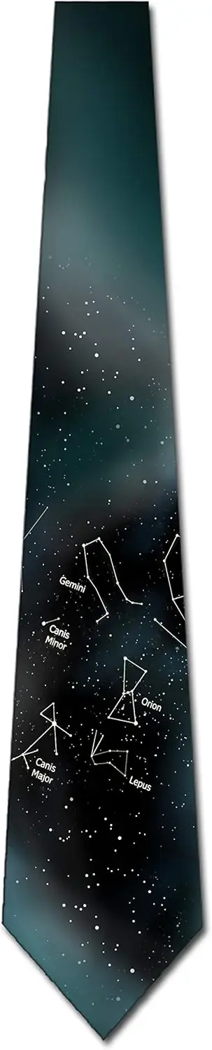 Space Ties Mens Winter Star Tie Astrology Constellation Necktie Men Tie Watercolorful Print One Size Soft