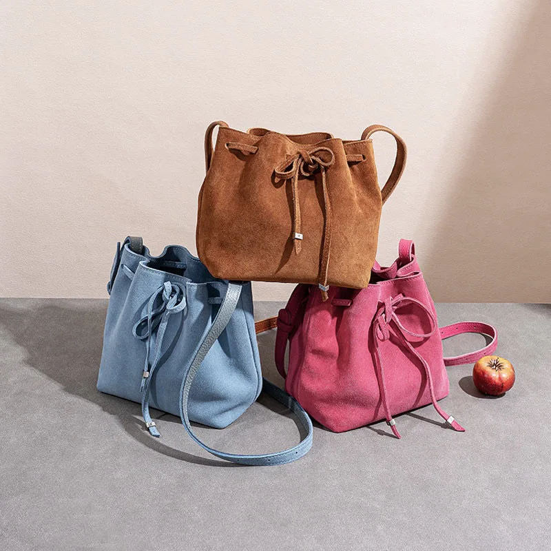 AIGO New Frosted Shoulder Bags For Women Bucket Bag Women\'s Bag Small Crowd Skew Straddle Bag Vintage Retro Handbag Bolas