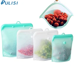 Silicone Bags Reusable Storage Bag Freezer Bag 4 Reusable Silicone Bag for Microwave Fridge Freezer Double Zip Sealed Containers