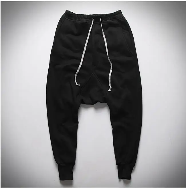 British Trendy Brand Autumn and Winter Thickened Black Flying Rat Pants for Men\'s Korean casual Harem Little Foot Guard Pants