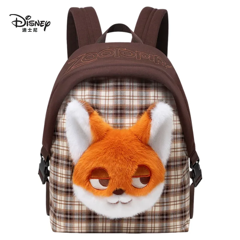 

Плюшевый рюкзак Disney Zootopia Nick Wilde Toy Story Lotso, милый мультяшный рюкзак в клетку, большая вместимость, повседневная школьная сумка для женщин и студентов