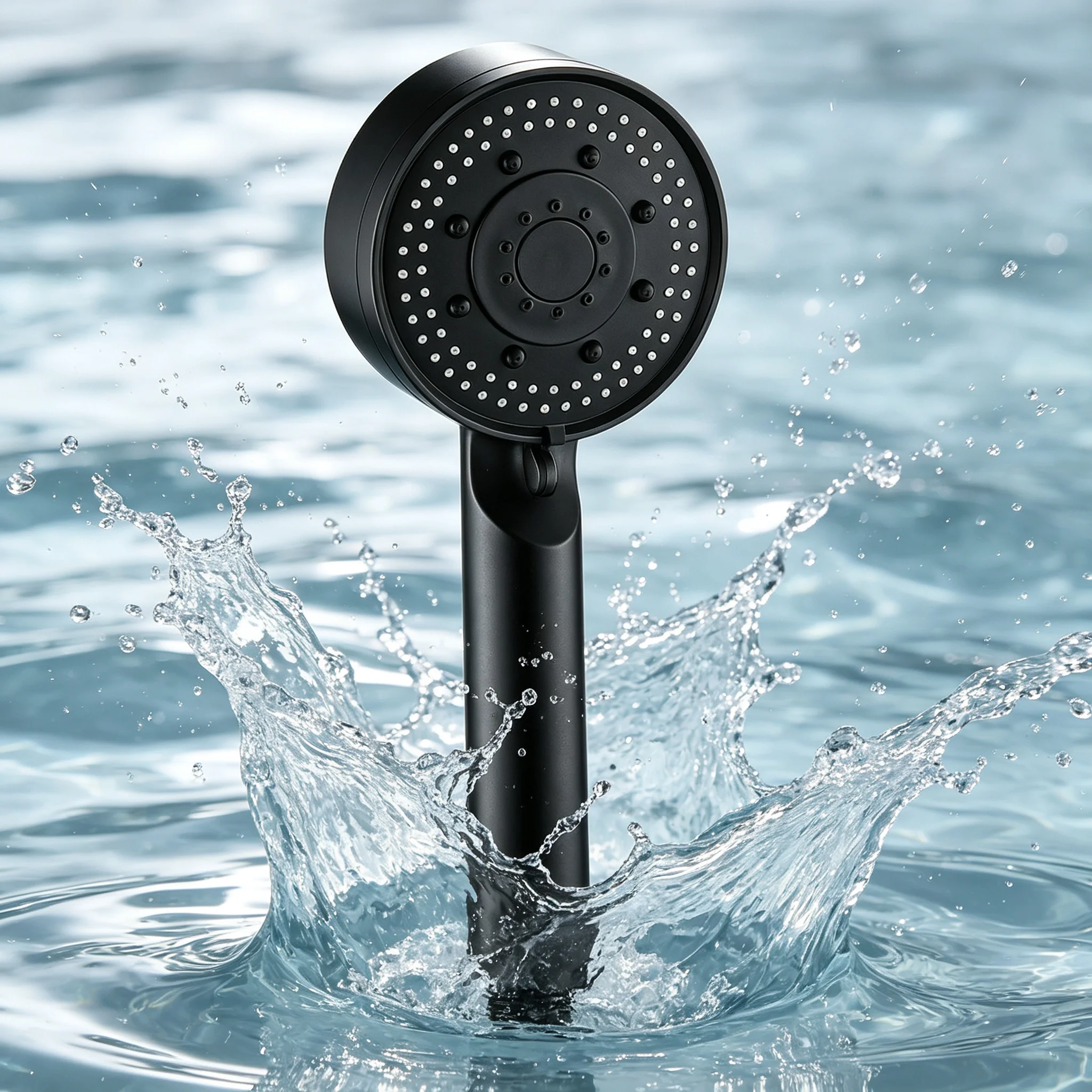 Matte Black Handheld Shower Head 5-Mode High Pressure Water Saving Anti-Clog Rubber Nozzles Lightweight Bathroom Replacement