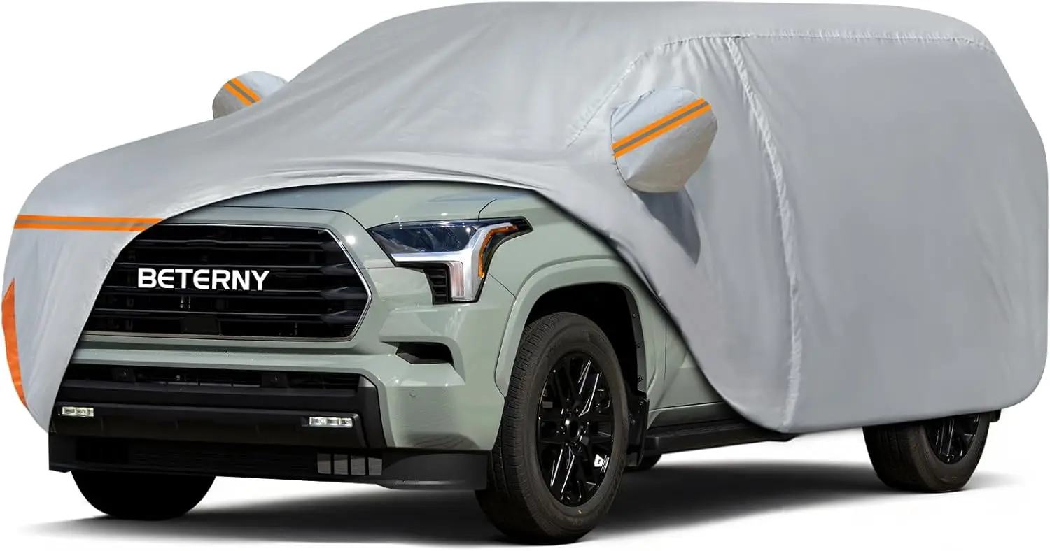 

Waterproof All-Weather Car Cover with Zipper and Cotton Lining for Toyota Sequoia Models, Gray