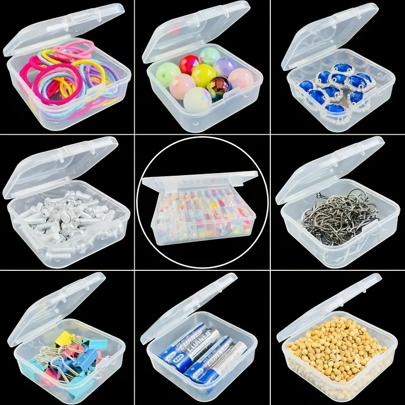 90/30 Grid Transparent Plastic Storage Box Durable Clear Organizer for Jewelry Handicrafts Small Items with Lid