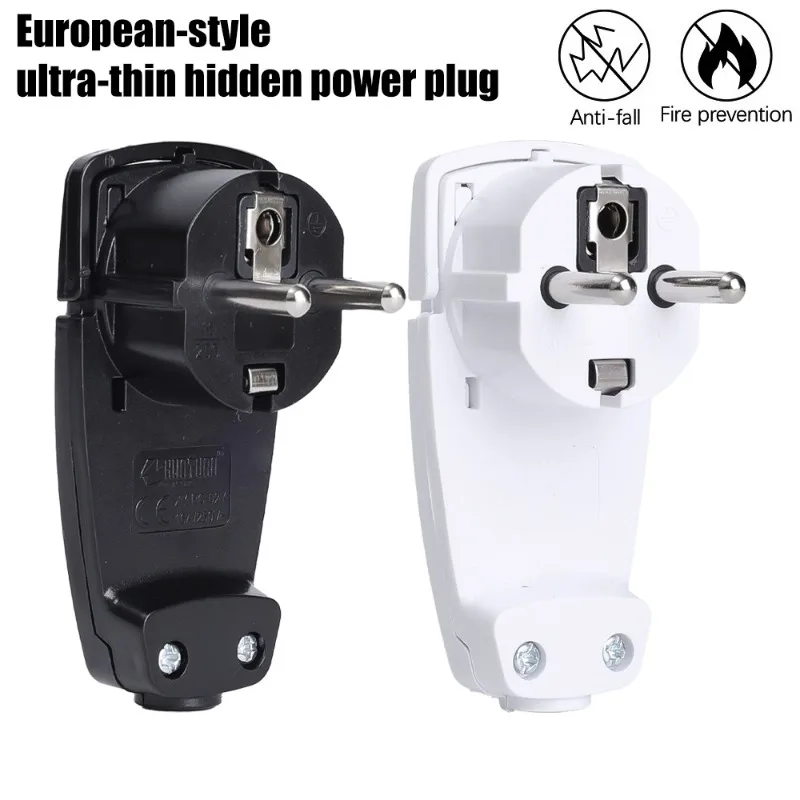 European Earthing Contact Angle Plug Flat for Home Electeic Socket Euro Connector Ultra Thin Hidden Ultra-thin Concealed Adapter