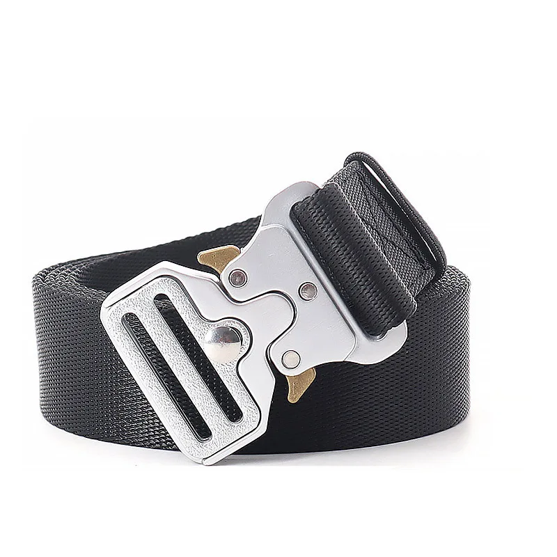 

3.2cm Quick Drying Nylon Belt With Breathable Men's And Women's Silver Tactical Slim And Quick Release Alloy Buckle Waist Belt