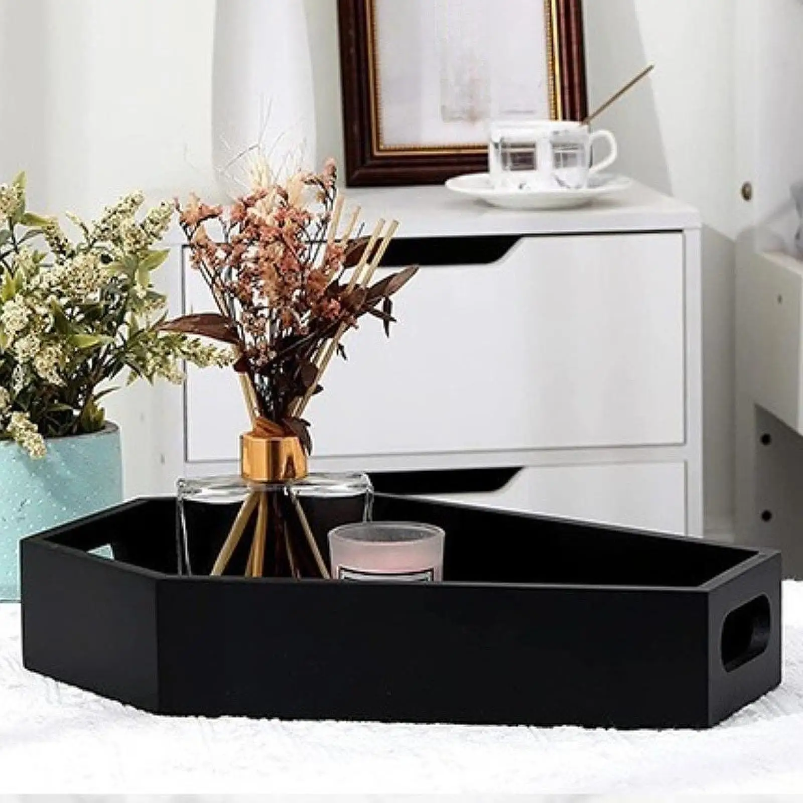 Wood Coffin Tray Decorative Practical Wear Resistant Easy to Use Home Decor Decorations for Party Entryway Home Bedroom Kitchen