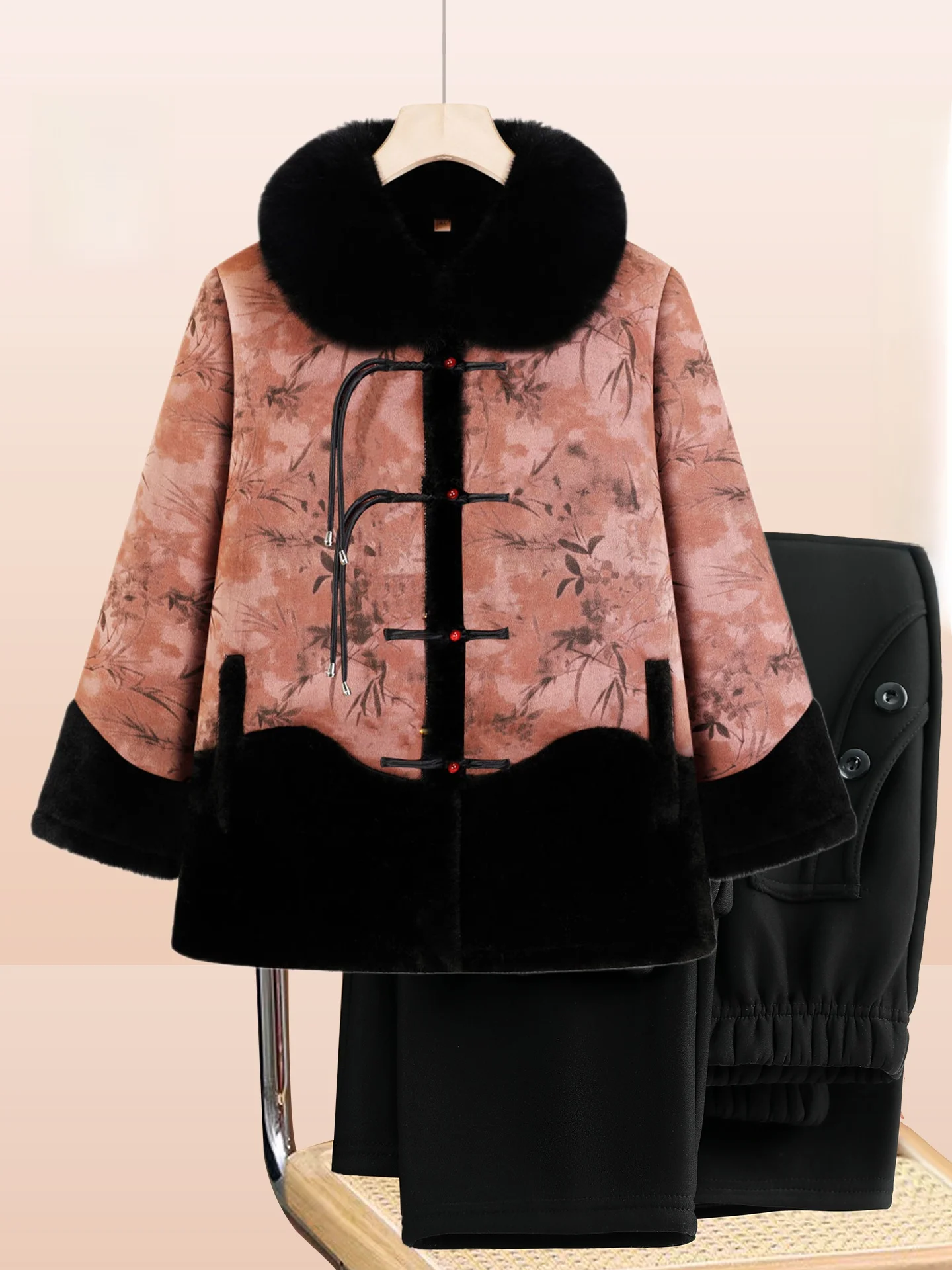 

Новая женская теплая куртка-кардиган из китайской ткани с меховым воротником, зимняя одежда для стильных женщин