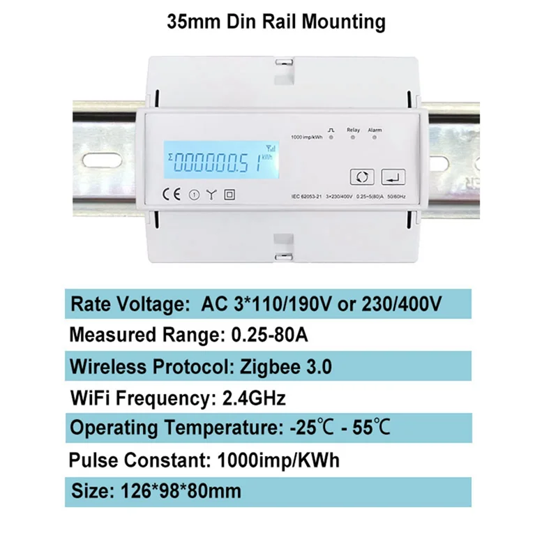 Wifi Energy Meter Kwh Power Monitor Wattmeter Tuya App Remote Switch On OFF 3X110/190V 230/400VAC-N35R