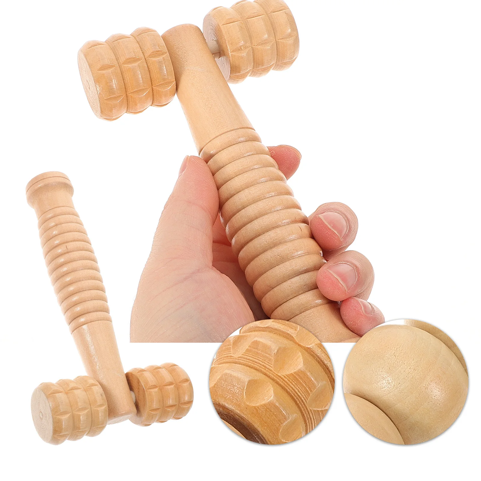 

3pcs Wood Massage Tools Handheld Foot Shoulder Neck Roller Durable Practical Safe Comfortable Lightweight Portable Home Travel