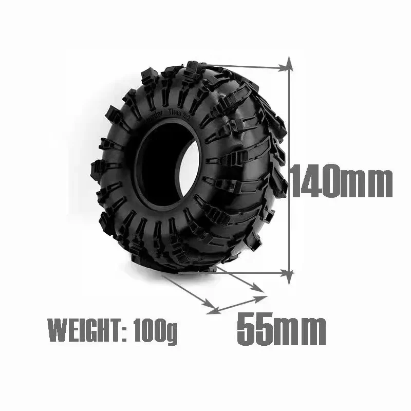 RC 4PCS 2.2 Inch 120mm 130mm 140mm 150mm Rubber Tire Beadlock Wheel Rim For RC Car TRX4 TRX6 RBX10 SCX10 YIKONG TK300 D90 90046
