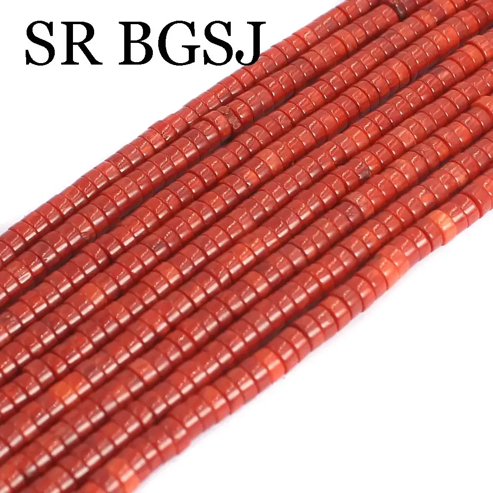 2x4mm Keshi Sardi Rondelle Beaded Jewelry DIY Loose Real Genuine Natural Orange Red Coral Beads 15