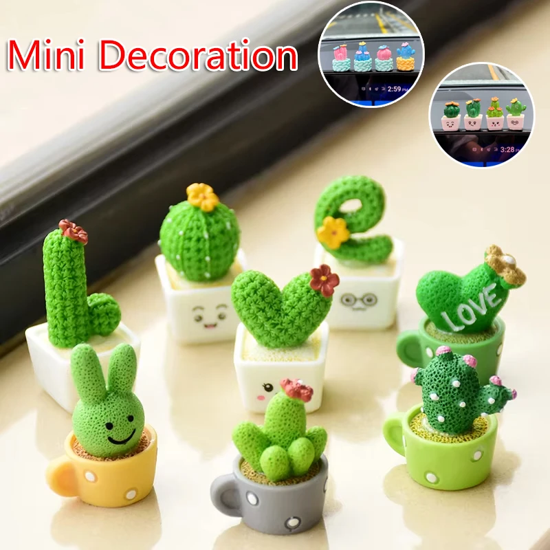 1 Set Of 4, Resin Succulent Cactus Mini Green Plant Car Office Home Living Room Crafts