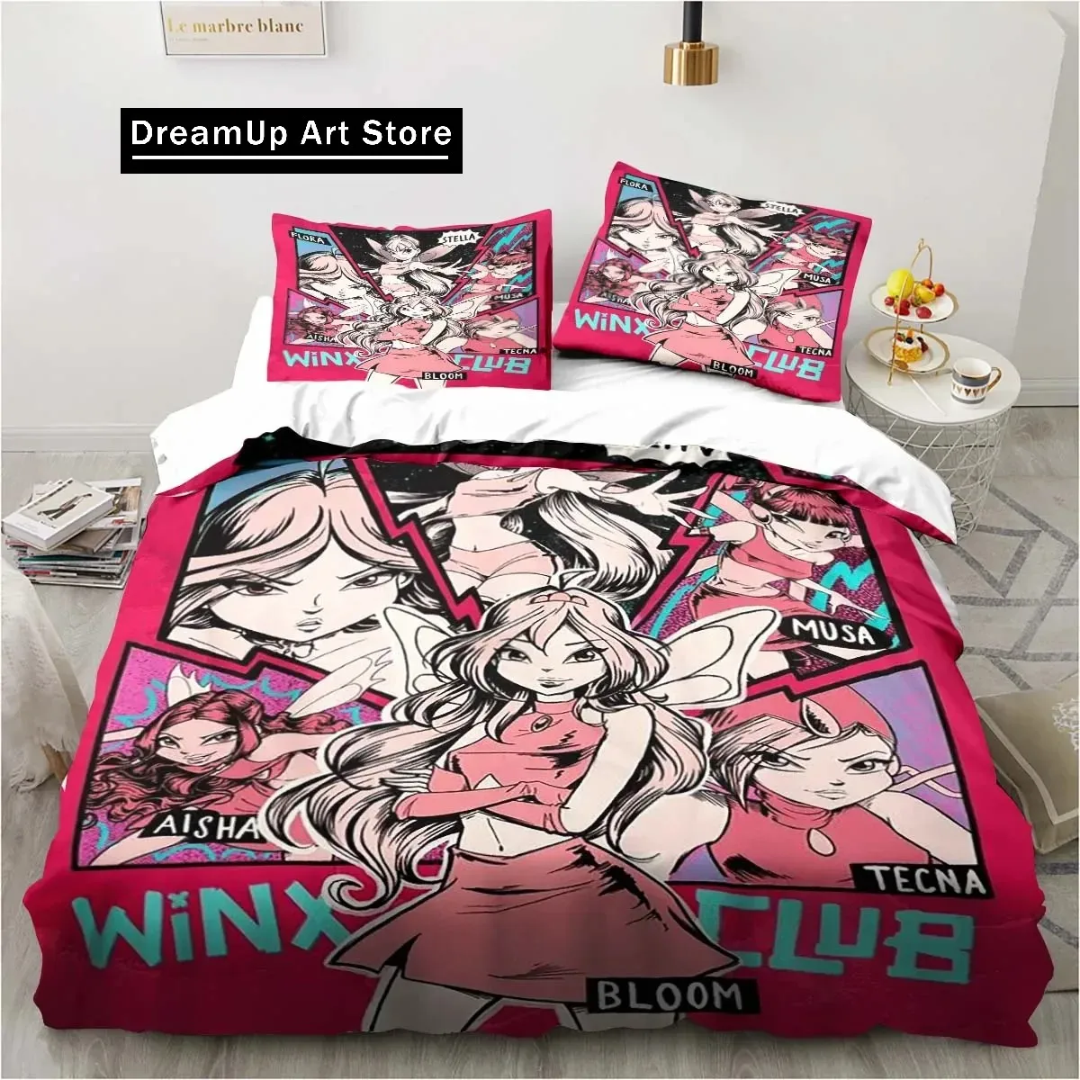 3D Print Fashion Winx Anime Kawaii Bedding Set Boys Girls Twin Queen Full Size Duvet Cover Pillowcase Bed Adult Bedroom